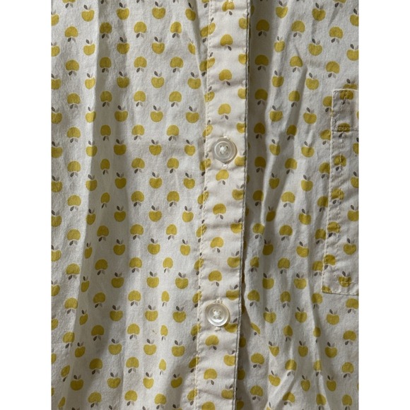 Halogen Golden Yellow Apples‎ Academia Fall Teacher Button Down Top Petite Large - Picture 5 of 9